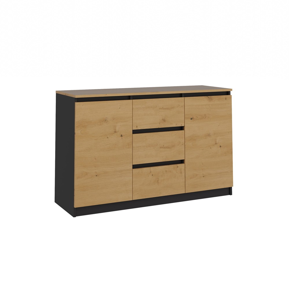 2 Komoda Malwa 2D3S/BA ANTRACYT DĄB ARTISAN - obrazek 1