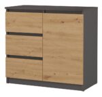 Komoda Malwa 1D3S ANTRACYT DĄB ARTISAN