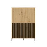Witryna KAMARO 4DK SLIM/GŁADKI DĄB ARTISAN 4 Drzwi Lamele Front Ryflowany + Klasyczny - obrazek 4
