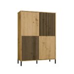 Witryna KAMARO 4DK SLIM/GŁADKI DĄB ARTISAN 4 Drzwi Lamele Front Ryflowany + Klasyczny - obrazek 7