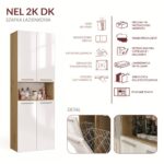 Szafka Łazienkowa NEL 2K DK Regał Słupek 2 Kosze Na Pranie BIEL POŁYSK DĄB ARTISAN - obrazek 7