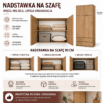 Nadstawka Na Szafę SD-90 DĄB ARTISAN Półka 90 cm Do Garderoby Pokoju - obrazek 4