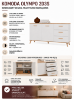 Komoda OLYMPO 2D3S BIAŁA DĄB ARTISAN Szafka 150 Cm 3 Szuflady 2 Drzwi - obrazek 7