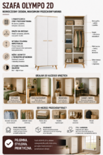 Szafa Ubraniowa OLYMPO 2D BIAŁA DĄB ARTISAN 80 Cm Drążek 2 Drzwi Sypialnia - obrazek 5