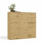 KOMODA FRAN DĄB ARTISAN 120 Cm 3 Drzwi 2 Szuflady 30 Cm Do Salonu Sypialni