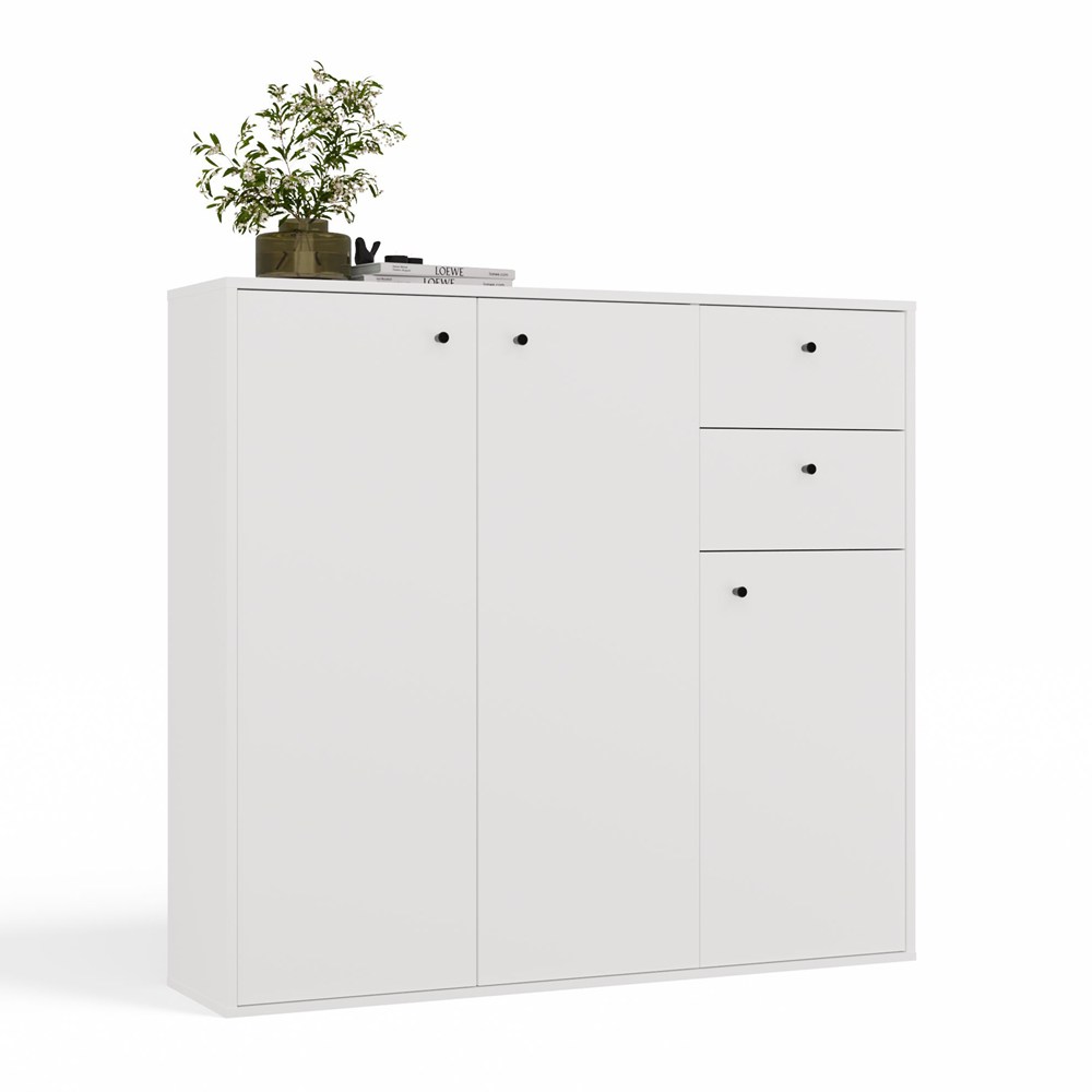 M2 KOMODA FRAN BIAŁY 120 Cm Szafka 3 Drzwi 2 Szuflady 30 Cm Do Salonu Sypialni - obrazek 1