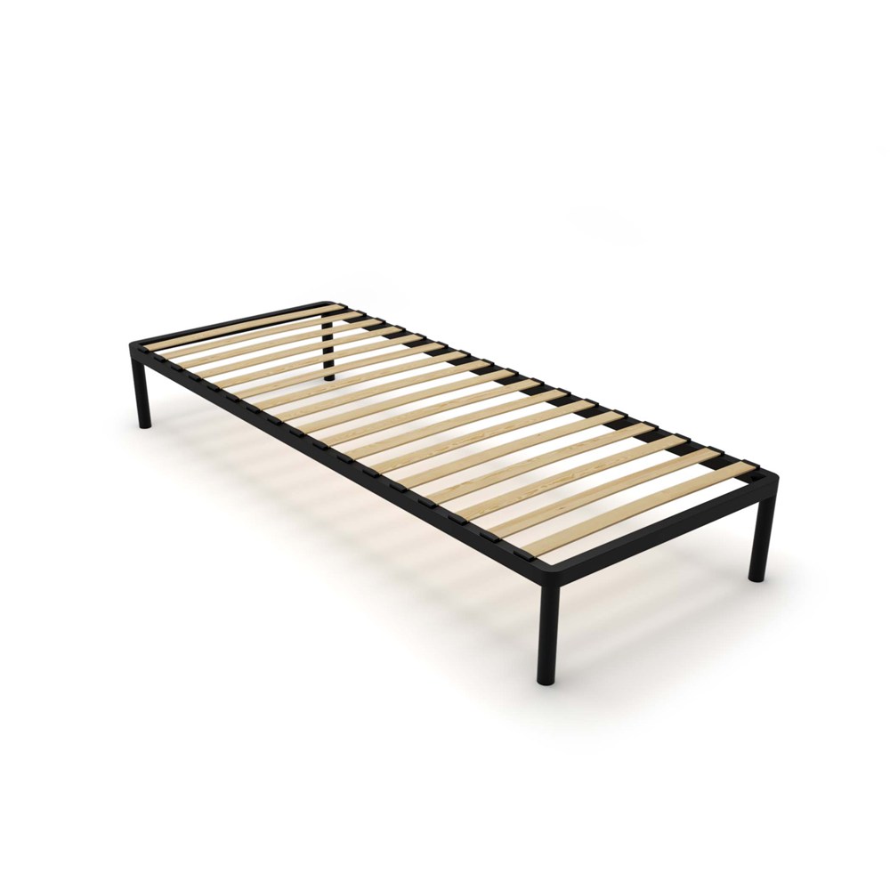 MINI Stelaż Łóżka BED ALU 80x200 Metalowy Drewniane Listwy Nowoczesny CZARNY - obrazek 1