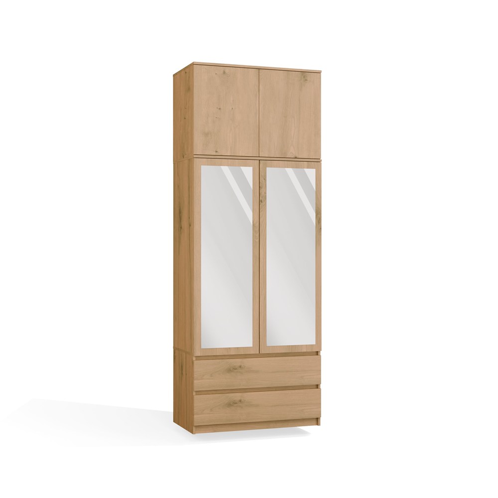 MINI SZAFA Malwa SS-90 Z Lustrem z Nadstawką DĄB ARTISAN 2 Drzwi 2 Szuflady Do Pokoju - obrazek 1
