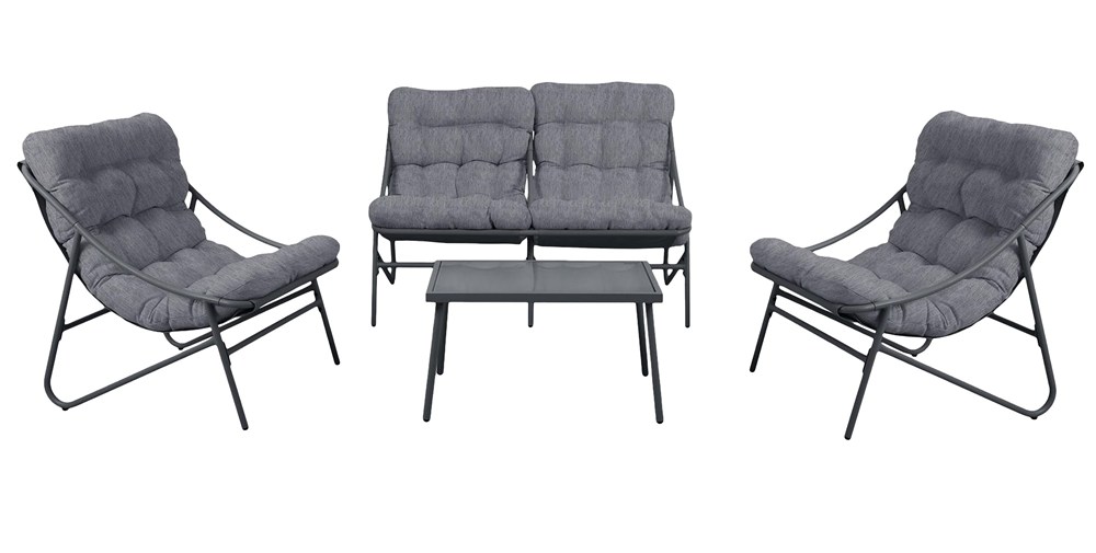 MINI Zestaw Mebli Ogrodowych VIBE 4 Częściowy Fotele Sofa Stolik SZARY - obrazek 1