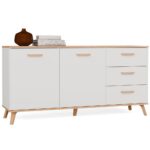 Komoda OLYMPO 2D3S BIAŁA DĄB ARTISAN Szafka 150 Cm 3 Szuflady 2 Drzwi