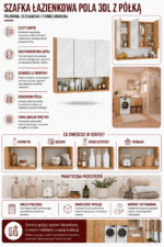 Szafka Łazienkowa Wisząca POLA 3DL/P DĄB ARTISAN 80 Cm 3 Lustra z Półką - obrazek 6