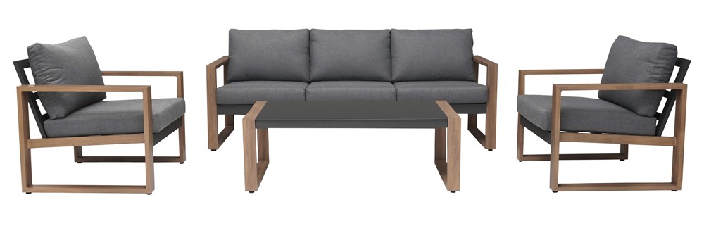 PROFILOWE Zestaw Mebli Ogrodowych DUISBURG Sofa Fotel Stolik ANTRACYT / BRĄZOWY - obrazek 1