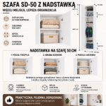 Szafa z Nadstawką SD-50 Drzwi Półki BIEL MAT Do Garderoby Pokoju Biura - obrazek 5