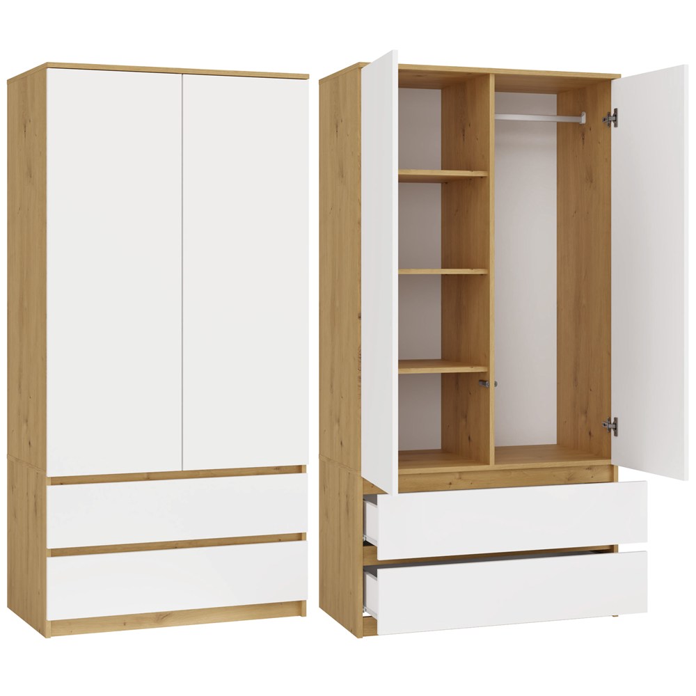 SZAFA-MALWA-ARTBIEL-KPL_miniaturka Szafa Malwa SS-90 DĄB ARTISAN BIAŁY - obrazek 1