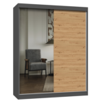 Szafa IGA 160 A/B ANTRACYT ARTISAN 1 x Lustro Do Sypialni Przedpokoju