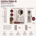 Szafka Łazienkowa Wisząca TERRA 1D KASZMIR BEŻ Słupek 4 Półki Do Łazienki - obrazek 6