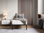 Stelaż Łóżka BED ALU 80x200 Metalowy Drewniane Listwy Nowoczesny CZARNY - obrazek 2