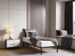 Stelaż Łóżka BED ALU 80x200 Metalowy Drewniane Listwy Nowoczesny CZARNY - obrazek 3