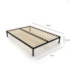 Stelaż Łóżka BED ALU 140x200 Metalowy Drewniane Listwy Nowoczesny CZARNY - obrazek 5