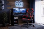Zestaw BIURKO DANY Narożne ANTRACYT / DĄB ARTISAN + Fotel DRIFT CZERWONY - obrazek 6