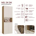 Szafka Łazienkowa NEL 2K DK Regał Słupek 2 Kosze Na Pranie BIEL DĄB ARTISAN - obrazek 7