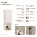 Szafka Łazienkowa Wisząca MEXY W1D Słupek 1 Drzwi 3 Półki BIAŁA - obrazek 7