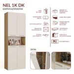 Szafka Łazienkowa NEL 1K DK Regał Słupek z Koszem Na Pranie DĄB ARTISAN / BIEL - obrazek 7