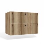 SZAFKA POD UMYWALKĘ TIGO 80 2S DĄB EVOKE 2 SZUFLADY RYFLOWANY FRONT WISZĄCA