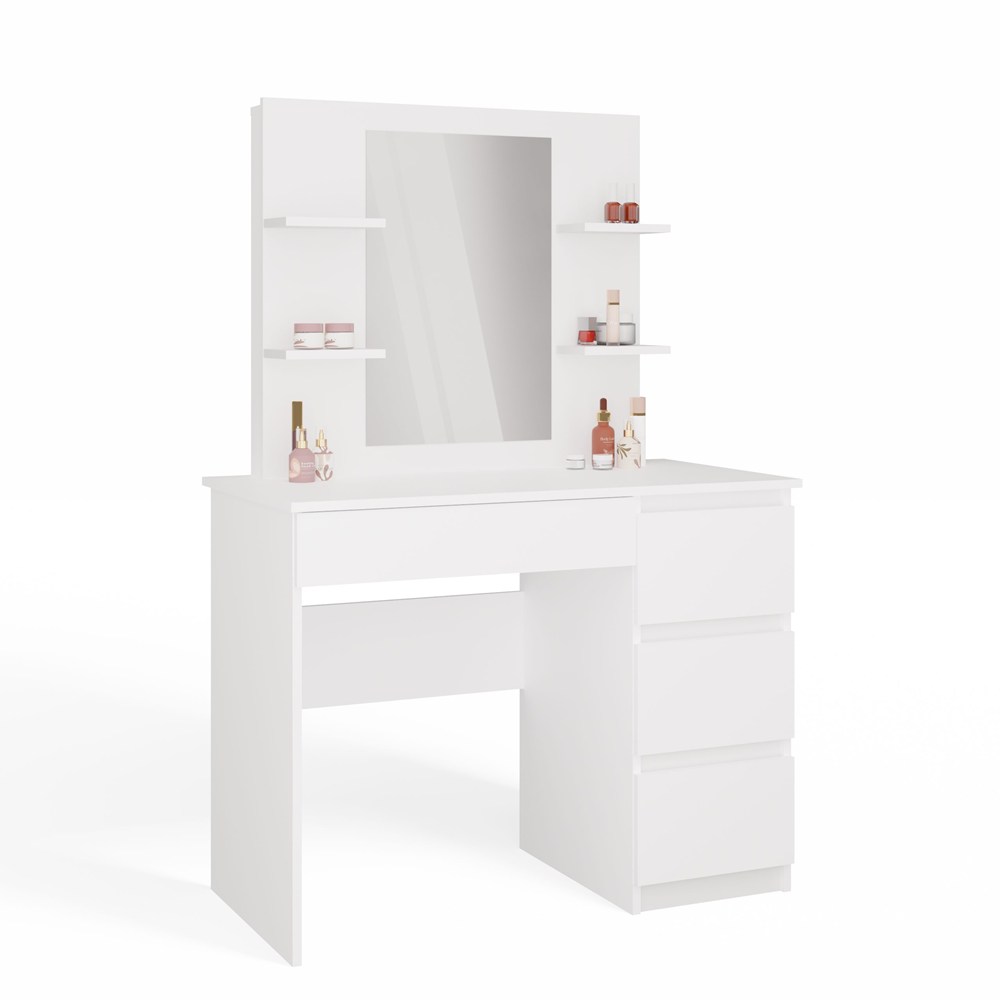 miniatura Toaletka MARINA 4P LUSTRO MIJAS PRAWE 4 Szuflady 4 Półki BIAŁA Do Sypialni - obrazek 1