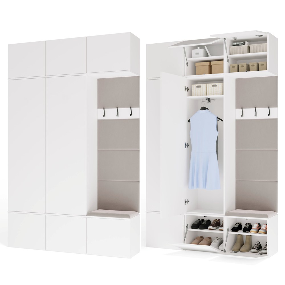 miniaturka4 Garderoba HAGA III 2Sz1W BIAŁY 2x Szafa + Wieszak Do Przedpokoju - obrazek 1