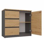 Komoda Malwa 1D3S/BA ANTRACYT DĄB ARTISAN - obrazek 3