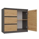 Komoda Malwa 1D3S ANTRACYT DĄB ARTISAN - obrazek 3