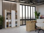 Regał Biurowy OLIV 2D 2 Drzwi Do Biura Do Gabinetu Salonu DĄB ARTISAN BIEL - obrazek 6