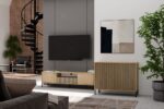 Komoda KAMARO 2D SLIM DĄB ARTISAN Lamele Front Ryflowany - obrazek 3
