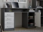 BIURKO ADA ANTRACYT BIAŁY 125 Cm 4 Szuflady Szafka Półki Do Biura Pokoju Na Laptop - obrazek 3