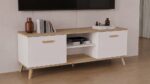 Szafka RTV OLYMPO 150 BIAŁA DĄB ARTISAN 150 CM Stolik Pod TV Telewizor - obrazek 2