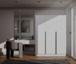 Szafa SENSO 3D 150 CM 3 Drzwi Czarne Uchwyty Do Salonu Sypialni BIEL - obrazek 3