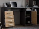 BIURKO ADA ANTRACYT DĄB ARTISAN 125 Cm 4 Szuflady Szafka Półki Do Biura Pokoju Na Laptop - obrazek 3