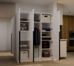 Szafa SENSO 3D 150 CM 3 Drzwi Czarne Uchwyty Do Salonu Sypialni BIEL - obrazek 4
