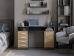 BIURKO ADA ANTRACYT DĄB ARTISAN 125 Cm 4 Szuflady Szafka Półki Do Biura Pokoju Na Laptop - obrazek 5