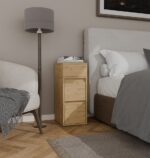 Szafka Nocna YORK Stolik Nocny Półka 2 Szuflady Do Sypialni DĄB ARTISAN - obrazek 5