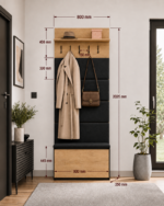 WIESZAK + SZAFKA Na Buty LIOR CZERŃ / DĄB ARTISAN 202.5x80x35 Cm Przedpokój - obrazek 6