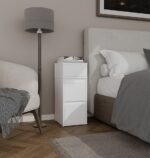 Szafka Nocna YORK Stolik Nocny Półka 2 Szuflady Do Sypialni BIAŁY - obrazek 3